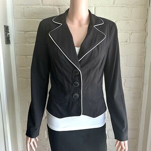 Grass Collections size medium black and white contemporary cute work blazer